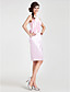  Sheath/ Column Jewel Knee-length Stretch Satin Bridesmaid Dress