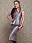  ts Vintage-Stil Silber peplum Etuikleid