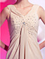  Sheath/ Column V-neck Chiffon Cocktail Dress With Side-Draping