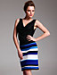  ts cappuccio collo colore blocco vestito a strisce bodycon (più colori)