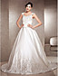  A-line V-neck Chapel Train Satin Wedding Gown