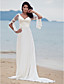  Sheath/ Column Sweep/ Brush Train Chiffon Lace Wedding Dress