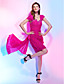 Sheath/Column Off-the-shoulder Knee-length Chiffon Cocktail Dress