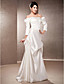  Sheath/Column Off-the-shoulder Floor-length Satin  Wedding Dress