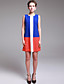  simplicidade ts vestido sem mangas bloco de cor (mais cores)