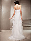  Sheath/Column Strapless Court Train Organza Wedding Dress