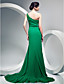  Sheath/Column One Shoulder Chiffon Evening Dress With Sweep/Brush Train