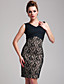  TS grasiøs farge-blokk blonder bodycon kjole