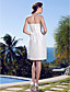  Sheath/Column Strapless Knee-length Taffeta Wedding Dress