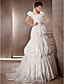  A-line Square Neck Sweep/Brush Train Taffeta Wedding Dress