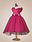  Ball Gown Jewel Knee-length Puff Balloon Satin Tulle Flower Girl Dress