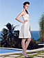  Sheath/Column Strapless Knee-length Taffeta Wedding Dress
