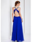  bainha / coluna tiras do assoalho-comprimento chiffon vestido de noite
