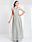  Sequined Jewel Neck Floor-length Chiffon Evening Dress