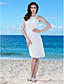  vaina / columna joya cuello hasta la rodilla gasa vestido de novia