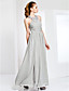  Sequined Jewel Neck Floor-length Chiffon Evening Dress