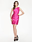  Sheath/Column One shoulder Short/Mini Stain Bridesmaid Dress