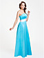  A-line Strapless Floor-length Satin Bridesmaid Dress