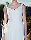  Sheath/Column Straps V-neck Court Train Chiffon Wedding Dress