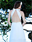  Sheath/Column Halter  Sweep/Brush Train Satin Chiffon Wedding Dress