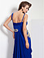  tiras uma linha de espaguete assoalho-comprimento vestido de noite chiffon jersey