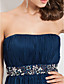  uma linha strapless do assoalho-comprimento chiffon vestido de noite