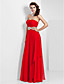  A-line Strapless Floor-length Chiffon Evening Dress