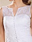  Charming A-line V-neck Chapel Train Lace Weeding Dress