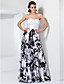  A-Line Novia piso-longitud de tramo satinado vestido de noche