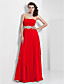  A-line Strapless Floor-length Chiffon Evening Dress