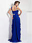  tiras uma linha de espaguete assoalho-comprimento vestido de noite chiffon jersey