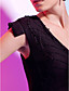  bainha / coluna v-pescoço curto / mini-vestido de cocktail de cetim chiffon