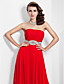  A-line Strapless Floor-length Chiffon Evening Dress