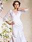  Trumpet/Mermaid V-neck Chapel Train Satin Lace Weeding Dress
