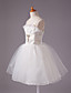  A-line Spaghetti Straps Knee-length Satin  Beading Sleeveless Flower Girl Dress