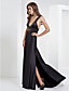  Sheath/Column V-neck  Floor-length Satin Evening Dress