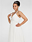  gaine / colonne v-cou balayage / pinceau train robe de mariée en mousseline de soie plus la taille