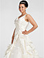  Ballkleid mit V-Ausschnitt Kapelle Zug Satin plus size Hochzeitskleid