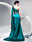  A-line One Shoulder Sweep/ Brush Train Stretch Satin Evening Dress