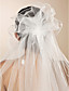  One-tier Tulle Scalloped Edge Chapel Wedding Veil With Satin Flower
