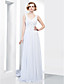  Sheath/ Column V-neck Watteau Train Chiffon Lace Evening Dress