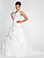 Ball Gown Halter Chapel Train Taffeta Plus Size Wedding Dress