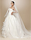  One-tier Tulle Scalloped Edge Chapel Wedding Veil With Satin Flower