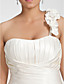  A-Line una spalla cappella treno Satin plus size abito da sposa