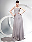  A-line One Shoulder Court Train Chiffon Evening Dress