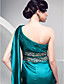  A-line One Shoulder Sweep/ Brush Train Stretch Satin Evening Dress