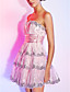  a-line überbacken kurz / Mini Tüll Pailletten Cocktailkleid mit Schleife
