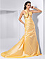  Trumpet/Mermaid One Shoulder Court Train Taffeta Evening Dress