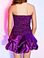  A-line Strapless Short/Mini Satin Cocktail Dress With Pick-up Skirt And Bow