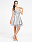  A-line Sweetheart Strapless Knee-length Organza Over Taffeta Organza Bridesmaid Dress